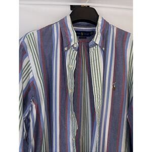 Ralph Lauren Oxford Shirt Mens XLT Multicolor Vintage Big Stripe Pony Button